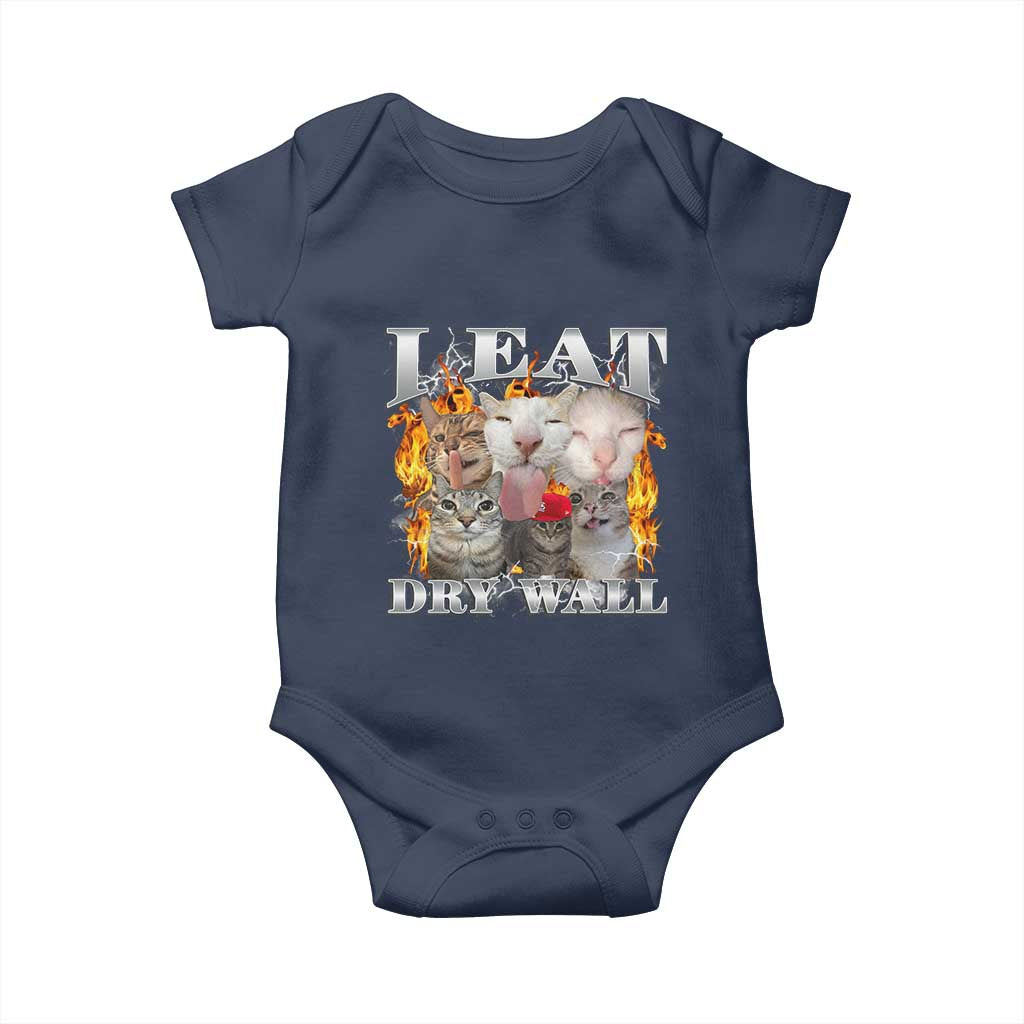 Funny Cat Meme Bootleg Graphic Baby Onesie I Eat Drywall Funny Weird Cursed Internet Memes