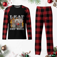 Funny Cat Meme Bootleg Graphic Plaid Pajama Set I Eat Drywall Funny Weird Cursed Internet Memes