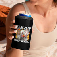 Funny Cat Meme Bootleg Graphic 4 in 1 Can Cooler Tumbler I Eat Drywall Funny Weird Cursed Internet Memes