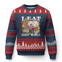 Funny Cat Meme Bootleg Graphic Ugly Christmas Sweater I Eat Drywall Funny Weird Cursed Internet Memes