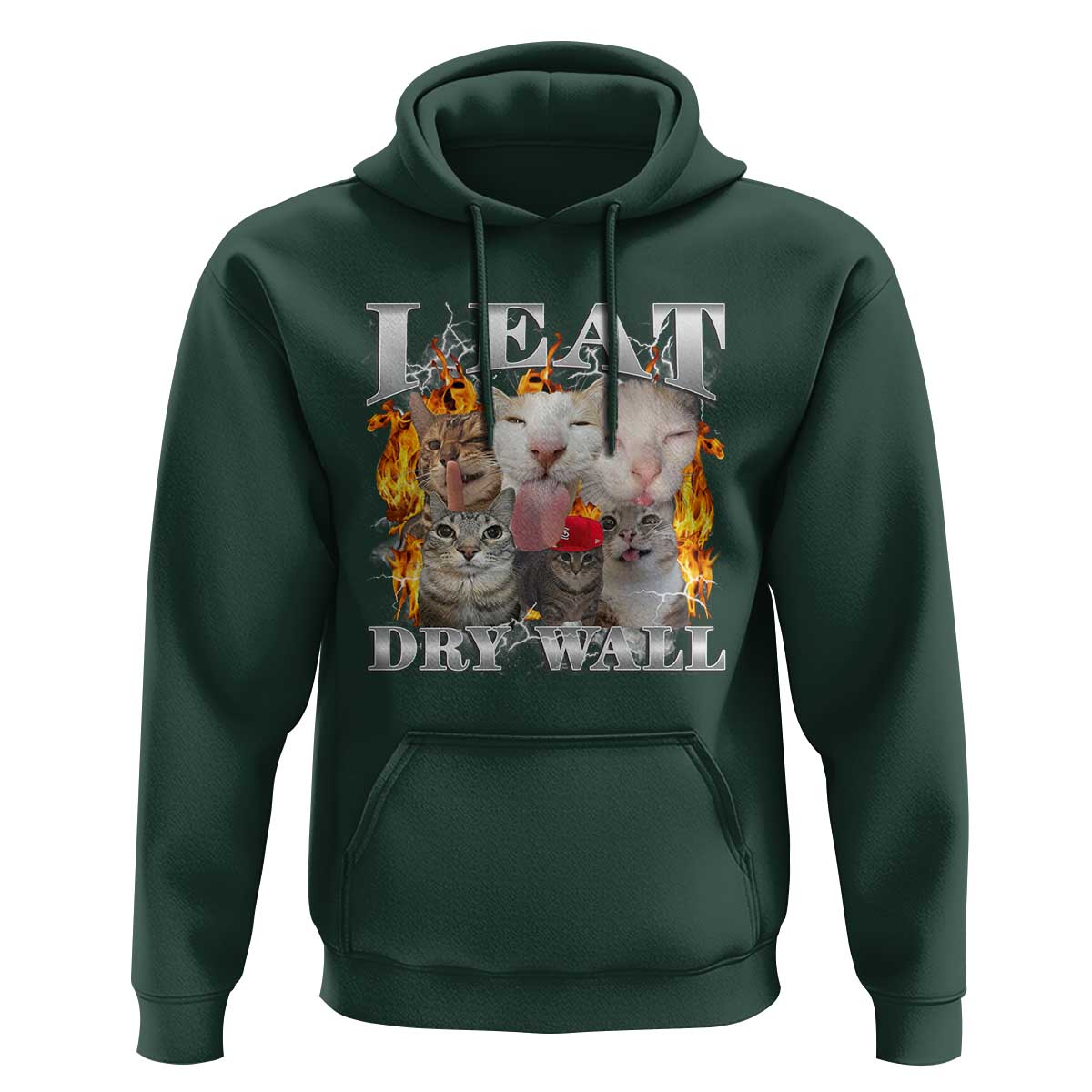 Funny Cat Meme Bootleg Graphic Hoodie I Eat Drywall Funny Weird Cursed Internet Memes