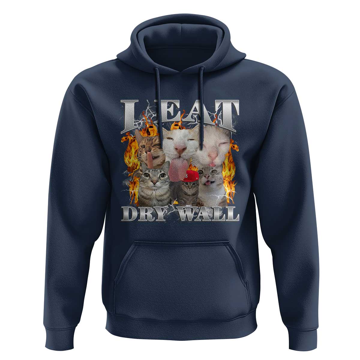 Funny Cat Meme Bootleg Graphic Hoodie I Eat Drywall Funny Weird Cursed Internet Memes