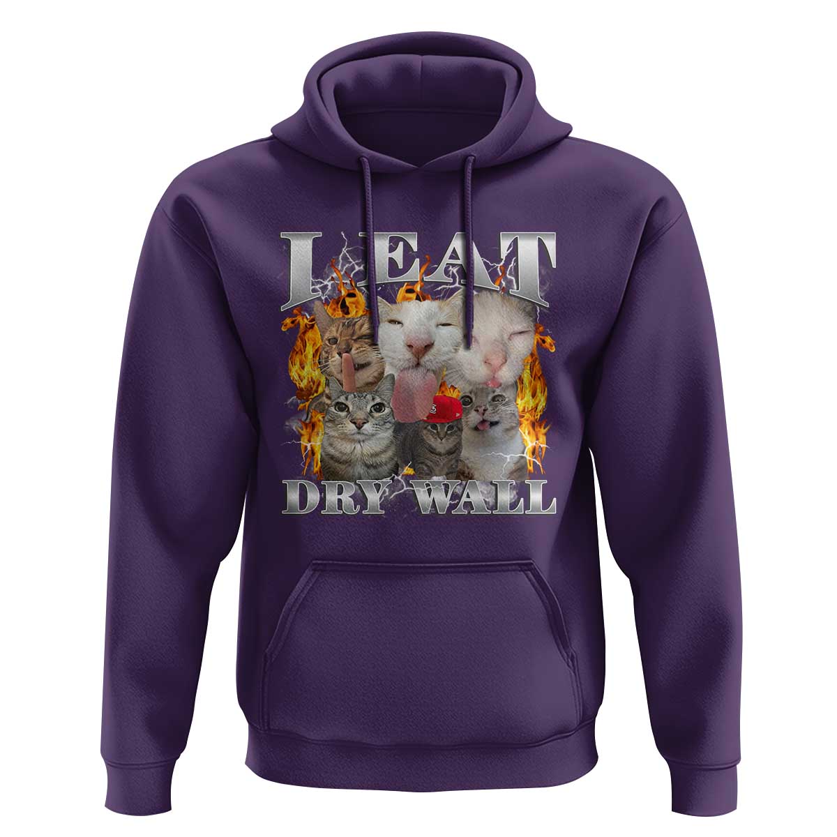 Funny Cat Meme Bootleg Graphic Hoodie I Eat Drywall Funny Weird Cursed Internet Memes