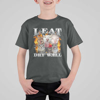 Funny Cat Meme Bootleg Graphic T Shirt For Kid I Eat Drywall Funny Weird Cursed Internet Memes