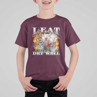 Funny Cat Meme Bootleg Graphic T Shirt For Kid I Eat Drywall Funny Weird Cursed Internet Memes