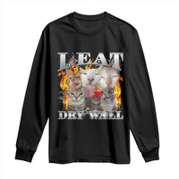 Funny Cat Meme Bootleg Graphic Long Sleeve Shirt I Eat Drywall Funny Weird Cursed Internet Memes