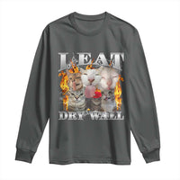 Funny Cat Meme Bootleg Graphic Long Sleeve Shirt I Eat Drywall Funny Weird Cursed Internet Memes