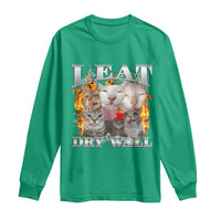 Funny Cat Meme Bootleg Graphic Long Sleeve Shirt I Eat Drywall Funny Weird Cursed Internet Memes