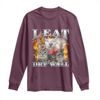 Funny Cat Meme Bootleg Graphic Long Sleeve Shirt I Eat Drywall Funny Weird Cursed Internet Memes