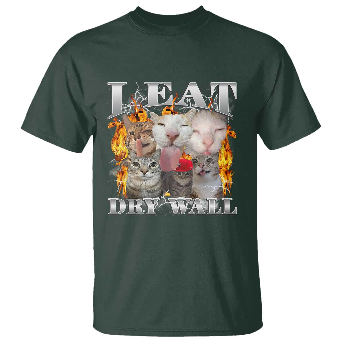 Funny Cat Meme Bootleg Graphic T Shirt I Eat Drywall Funny Weird Cursed Internet Memes