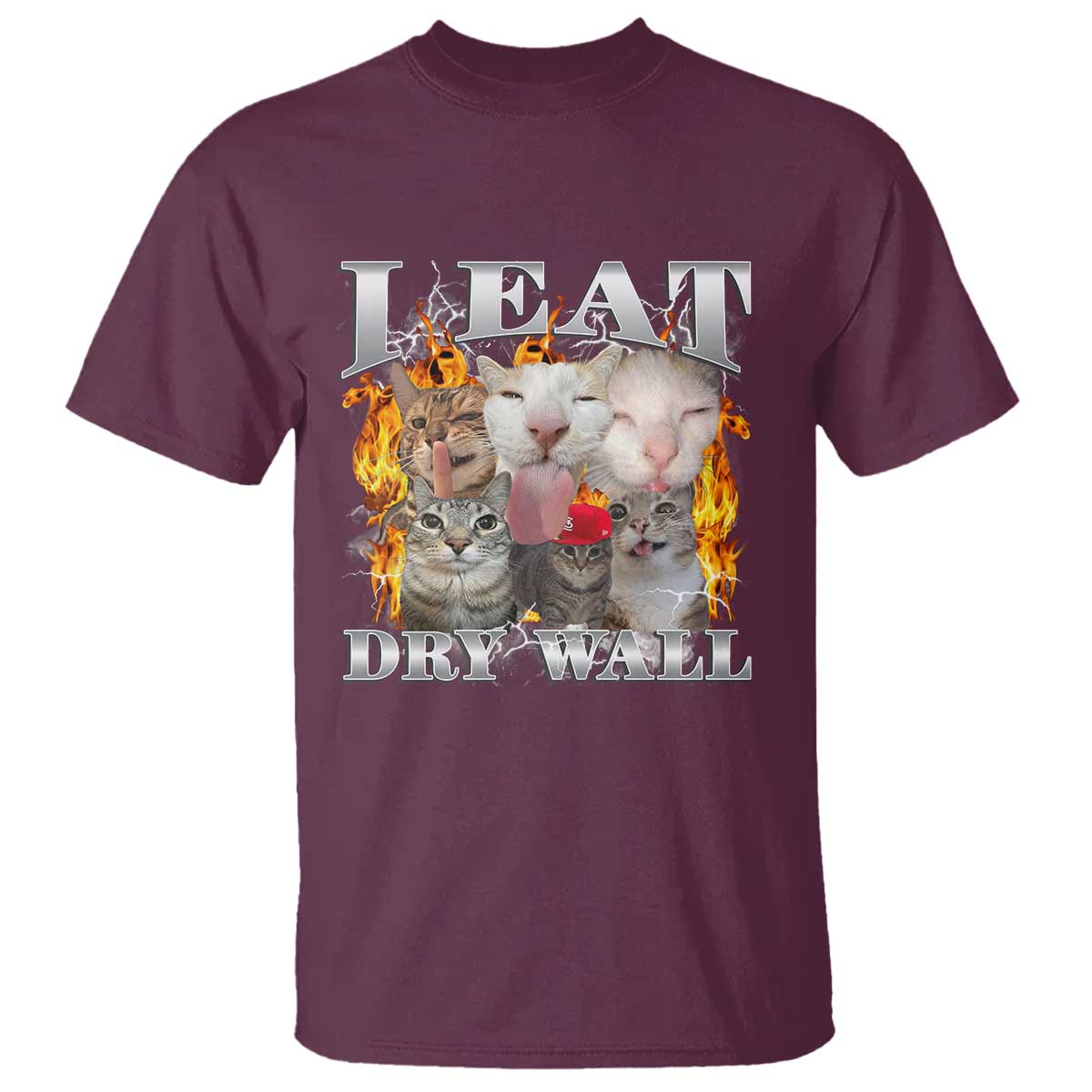 Funny Cat Meme Bootleg Graphic T Shirt I Eat Drywall Funny Weird Cursed Internet Memes