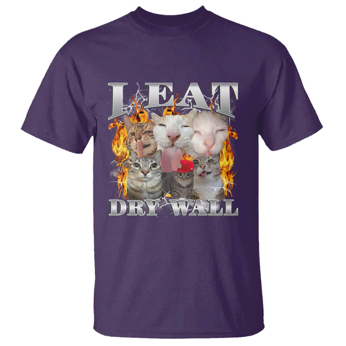 Funny Cat Meme Bootleg Graphic T Shirt I Eat Drywall Funny Weird Cursed Internet Memes