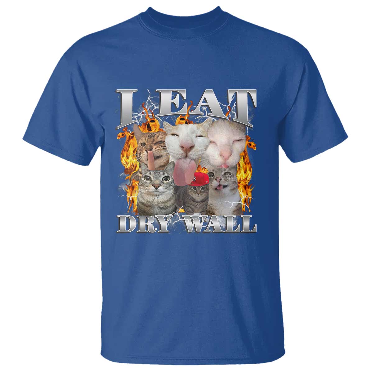Funny Cat Meme Bootleg Graphic T Shirt I Eat Drywall Funny Weird Cursed Internet Memes