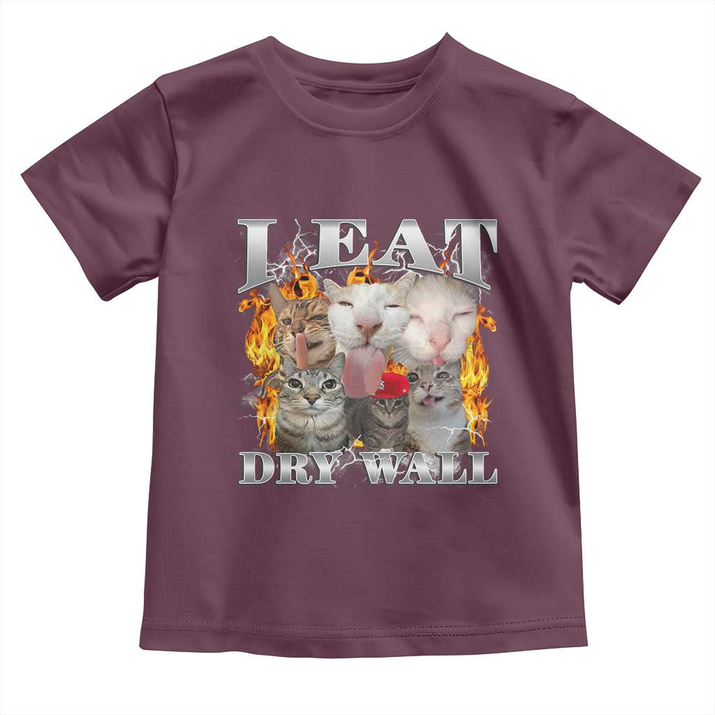 Funny Cat Meme Bootleg Graphic Toddler T Shirt I Eat Drywall Funny Weird Cursed Internet Memes