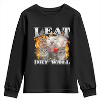 Funny Cat Meme Bootleg Graphic Youth Sweatshirt I Eat Drywall Funny Weird Cursed Internet Memes