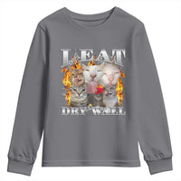 Funny Cat Meme Bootleg Graphic Youth Sweatshirt I Eat Drywall Funny Weird Cursed Internet Memes