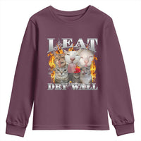 Funny Cat Meme Bootleg Graphic Youth Sweatshirt I Eat Drywall Funny Weird Cursed Internet Memes