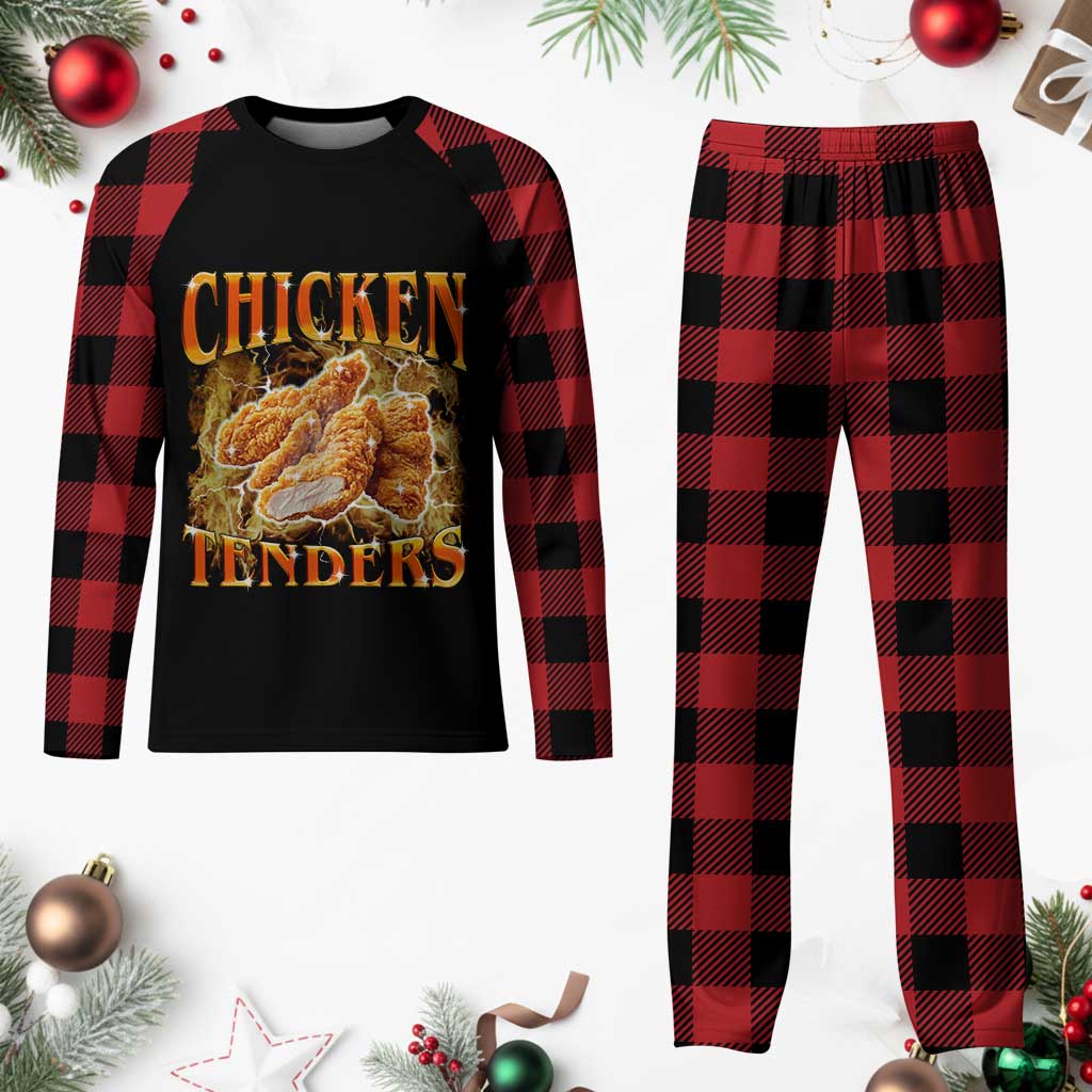 Funny Chicken Tenders Plaid Pajama Set Funny Foodie Vintage 90s Bootleg Rap
