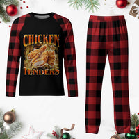Funny Chicken Tenders Plaid Pajama Set Funny Foodie Vintage 90s Bootleg Rap