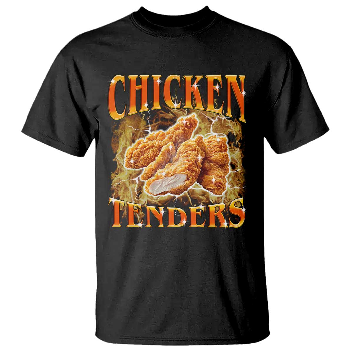 Funny Chicken Tenders T Shirt Funny Foodie Vintage 90s Bootleg Rap