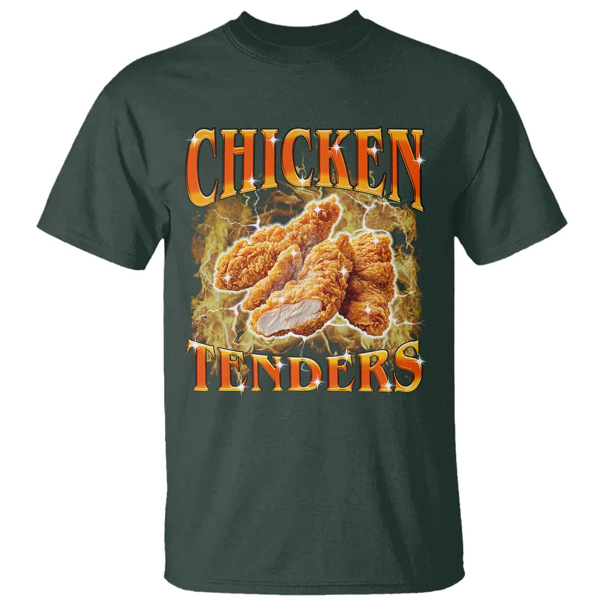 Funny Chicken Tenders T Shirt Funny Foodie Vintage 90s Bootleg Rap