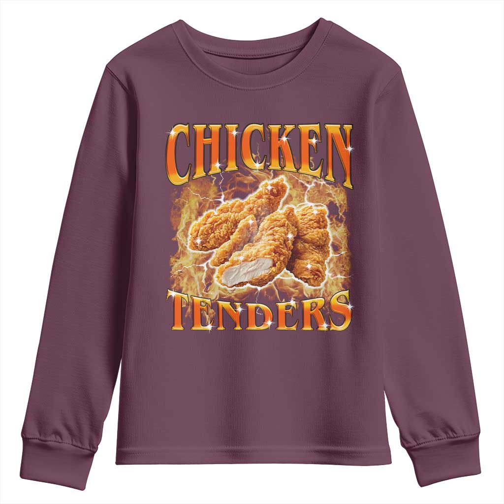 Funny Chicken Tenders Youth Sweatshirt Funny Foodie Vintage 90s Bootleg Rap