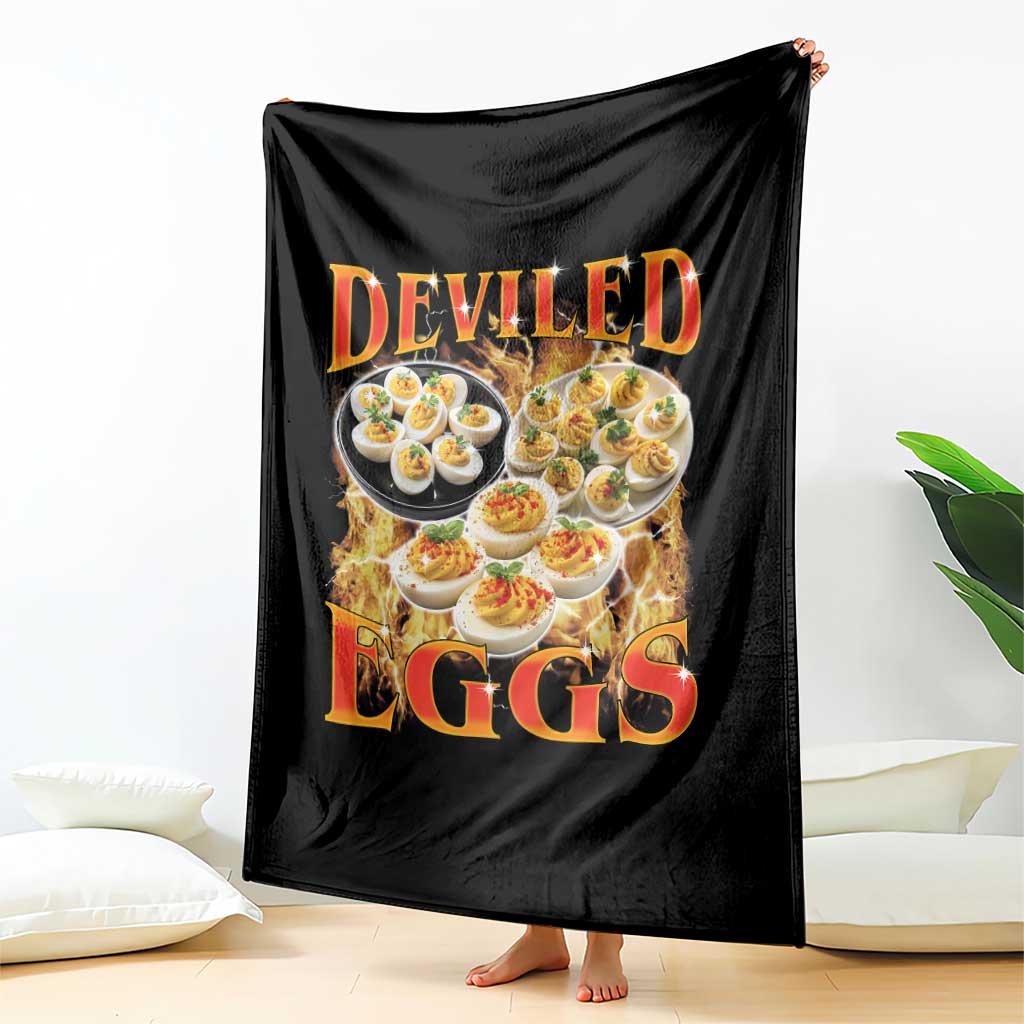 Deviled Eggs Throw Blanket Vintage 90s Thanksgiving Funny Foodie Bootleg Graphic