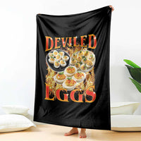 Deviled Eggs Throw Blanket Vintage 90s Thanksgiving Funny Foodie Bootleg Graphic