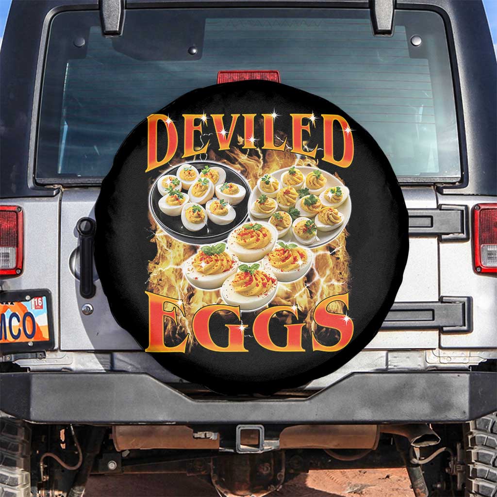 Deviled Eggs Spare Tire Cover Vintage 90s Thanksgiving Funny Foodie Bootleg Graphic