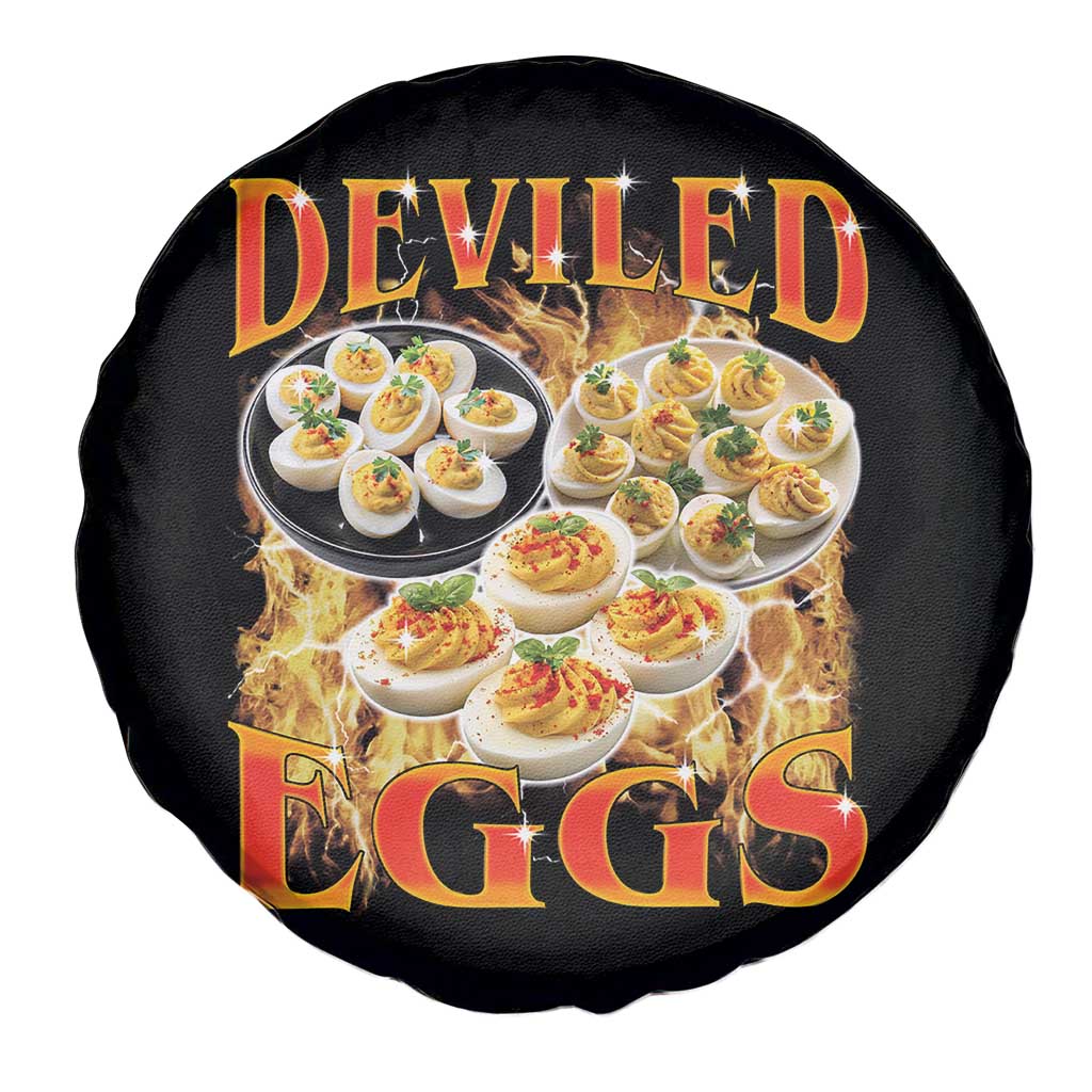 Deviled Eggs Spare Tire Cover Vintage 90s Thanksgiving Funny Foodie Bootleg Graphic