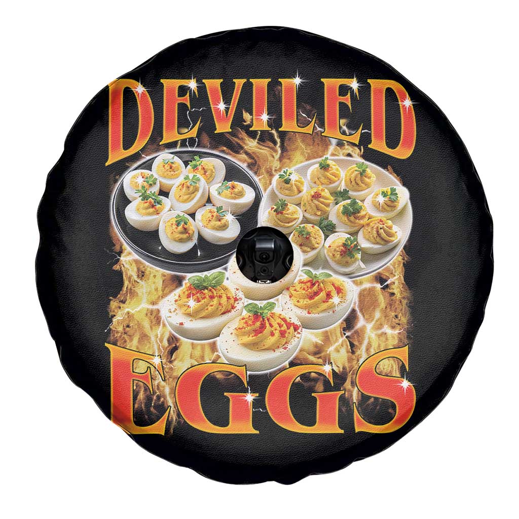 Deviled Eggs Spare Tire Cover Vintage 90s Thanksgiving Funny Foodie Bootleg Graphic