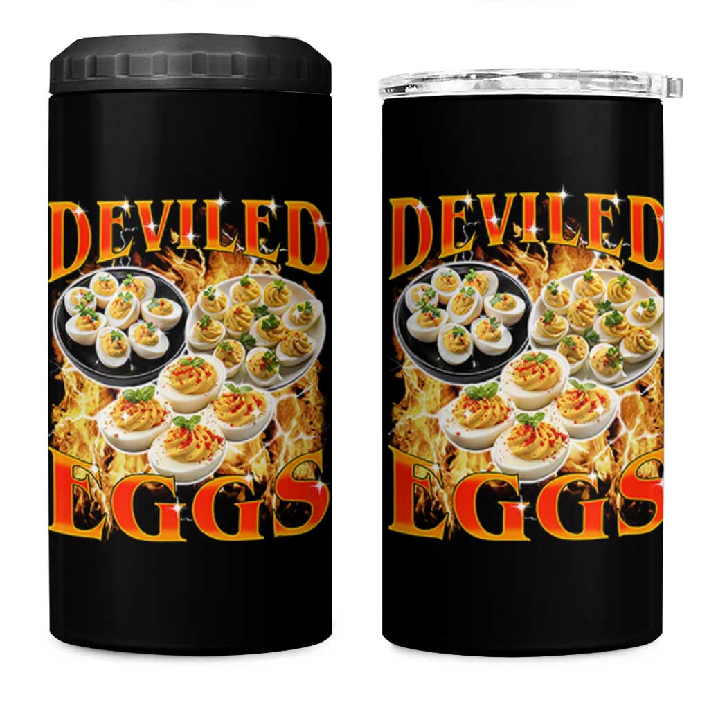 Deviled Eggs 4 in 1 Can Cooler Tumbler Vintage 90s Thanksgiving Funny Foodie Bootleg Graphic
