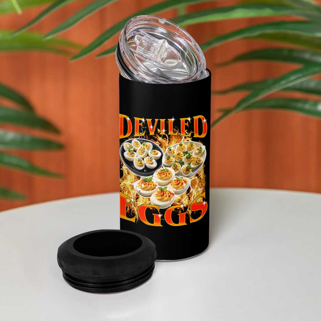 Deviled Eggs 4 in 1 Can Cooler Tumbler Vintage 90s Thanksgiving Funny Foodie Bootleg Graphic