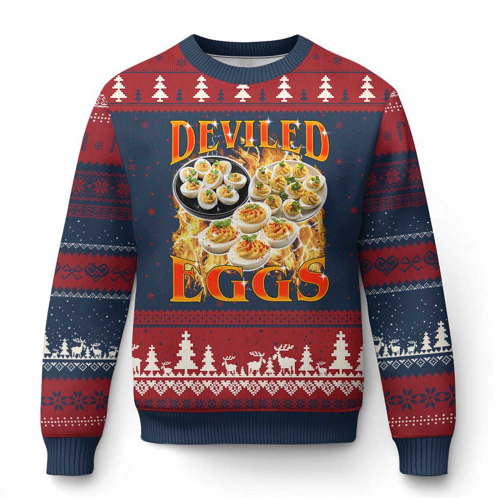 Deviled Eggs Ugly Christmas Sweater Vintage 90s Thanksgiving Funny Foodie Bootleg Graphic