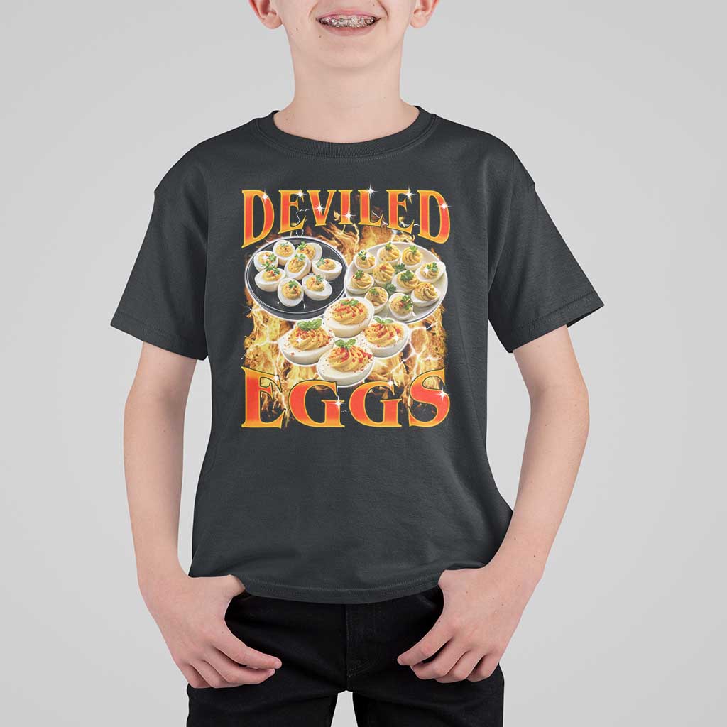 Deviled Eggs T Shirt For Kid Vintage 90s Thanksgiving Funny Foodie Bootleg Graphic