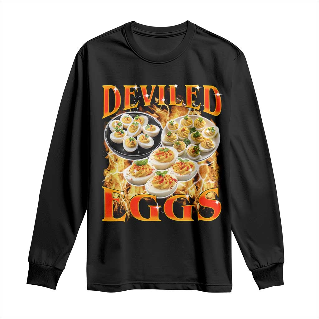 Deviled Eggs Long Sleeve Shirt Vintage 90s Thanksgiving Funny Foodie Bootleg Graphic