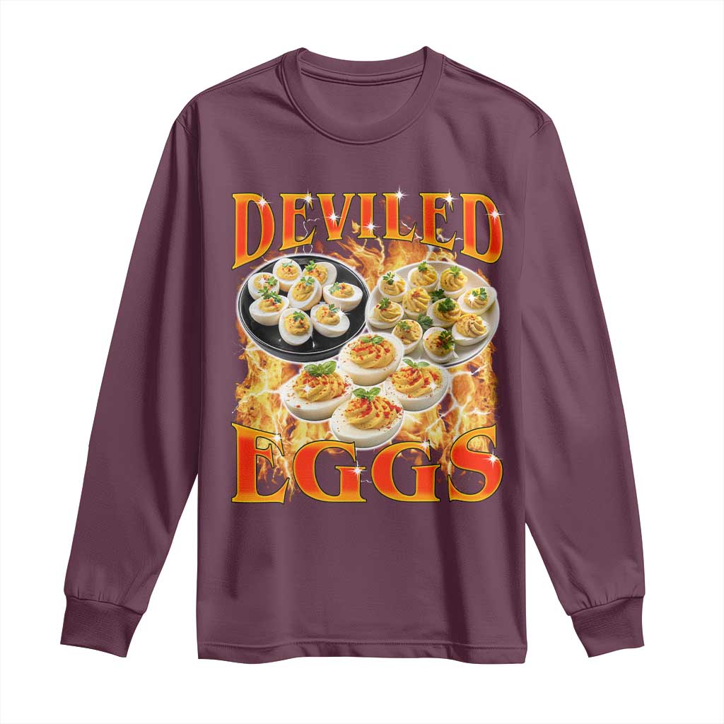 Deviled Eggs Long Sleeve Shirt Vintage 90s Thanksgiving Funny Foodie Bootleg Graphic