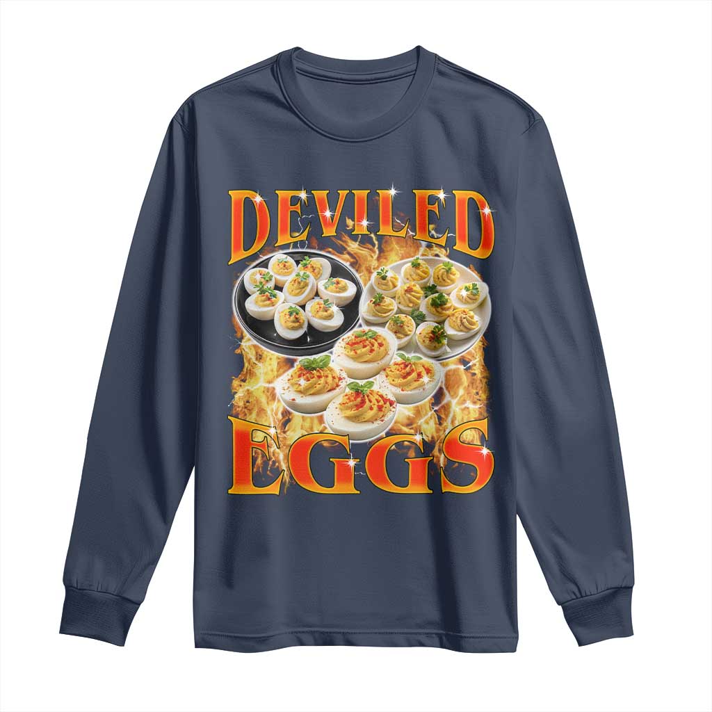 Deviled Eggs Long Sleeve Shirt Vintage 90s Thanksgiving Funny Foodie Bootleg Graphic