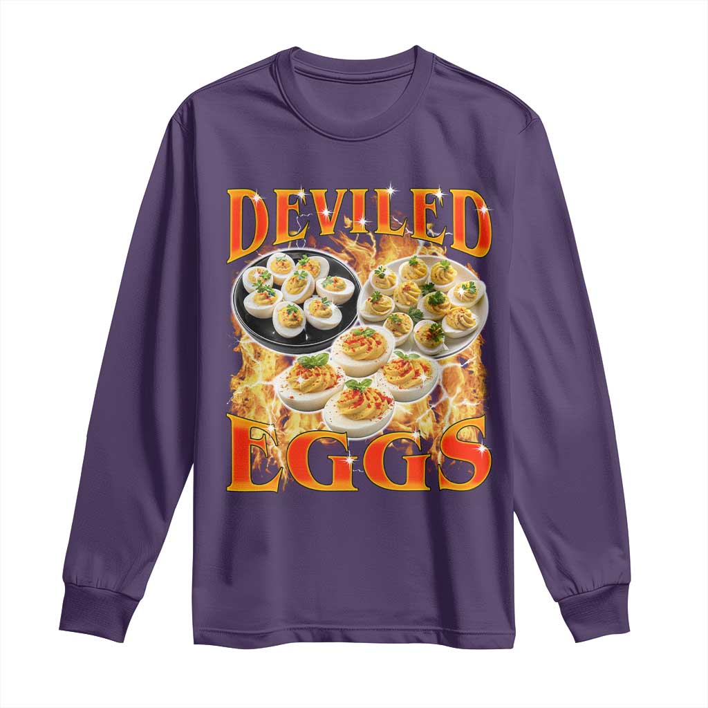 Deviled Eggs Long Sleeve Shirt Vintage 90s Thanksgiving Funny Foodie Bootleg Graphic