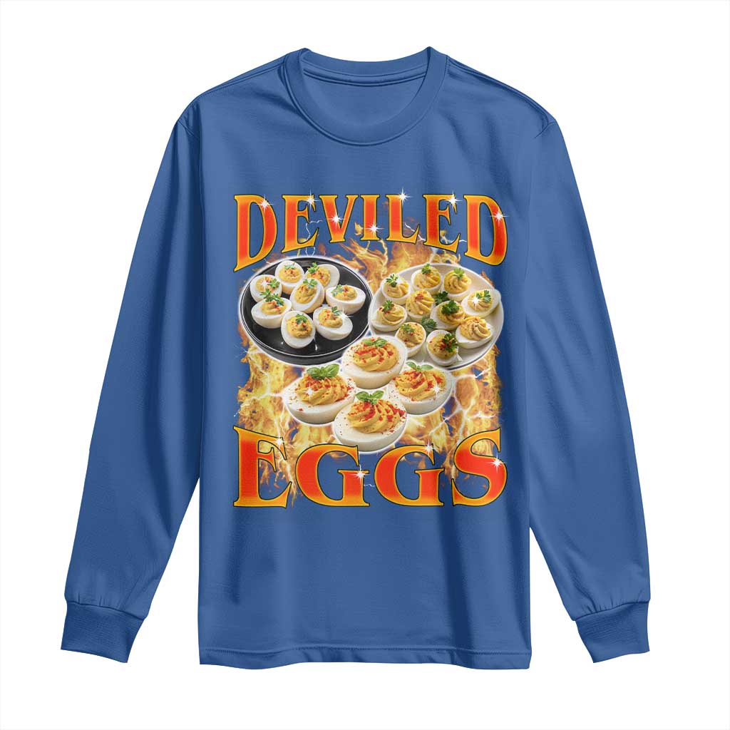 Deviled Eggs Long Sleeve Shirt Vintage 90s Thanksgiving Funny Foodie Bootleg Graphic