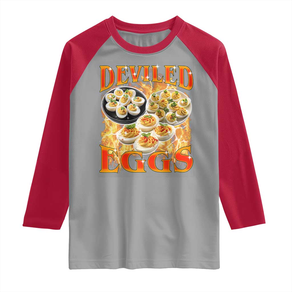 Deviled Eggs Raglan Shirt Vintage 90s Thanksgiving Funny Foodie Bootleg Graphic