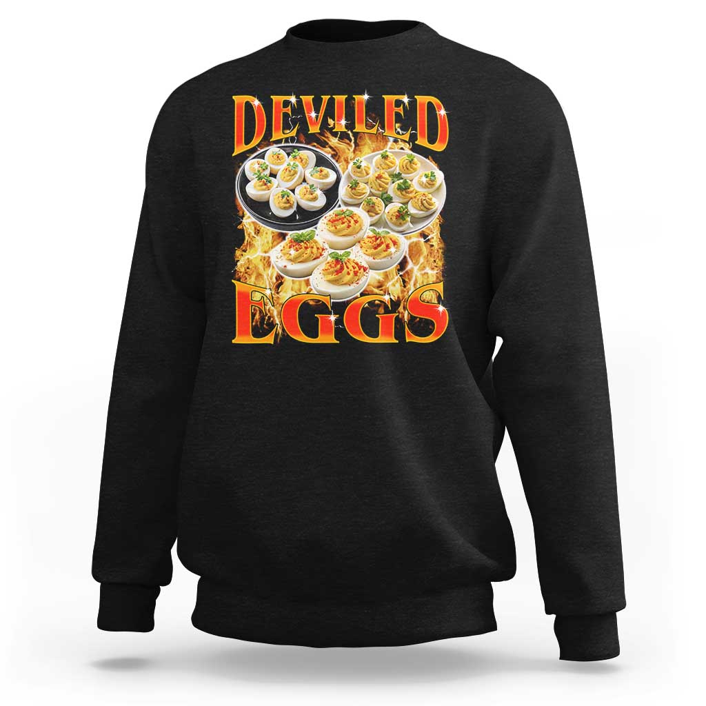 Deviled Eggs Sweatshirt Vintage 90s Thanksgiving Funny Foodie Bootleg Graphic