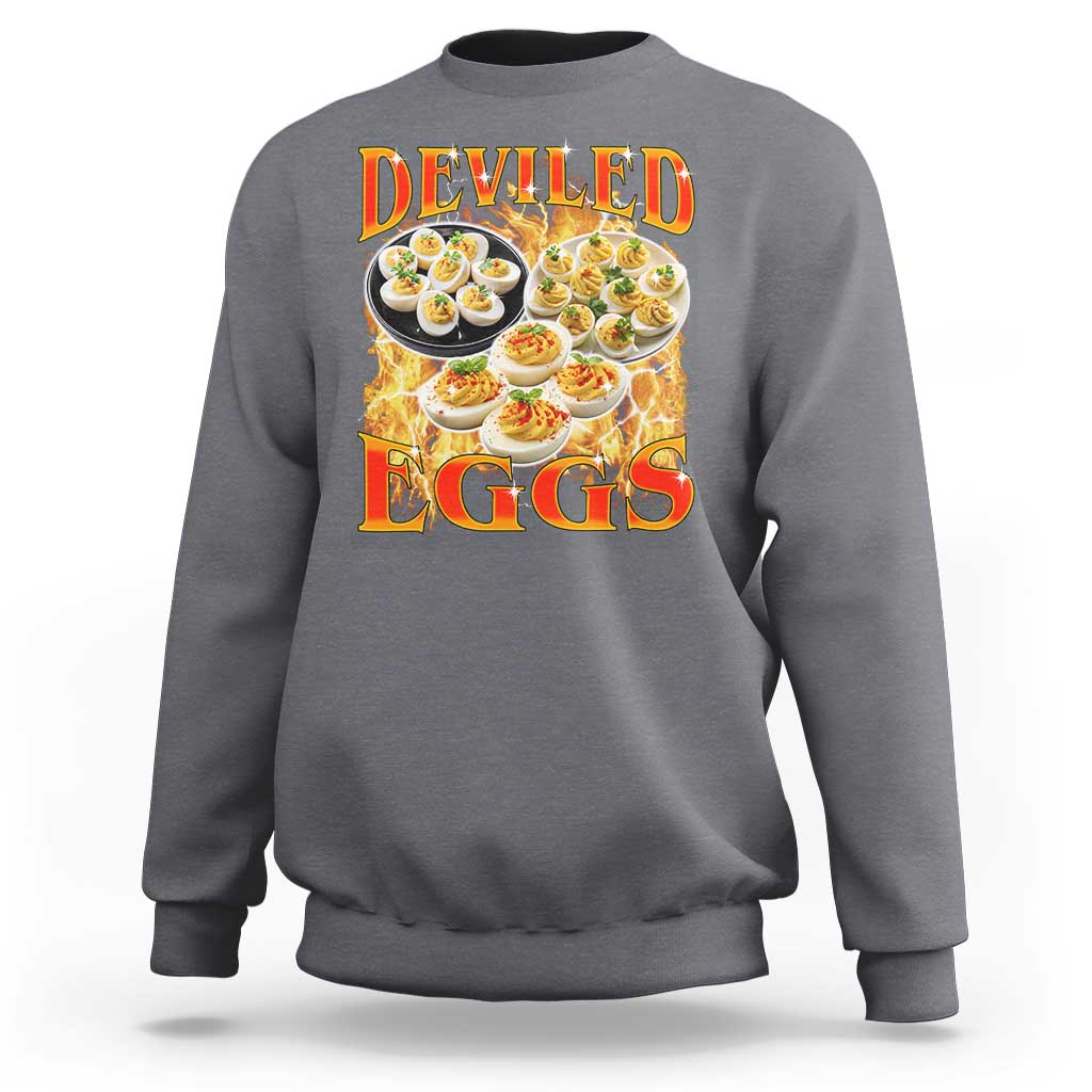 Deviled Eggs Sweatshirt Vintage 90s Thanksgiving Funny Foodie Bootleg Graphic