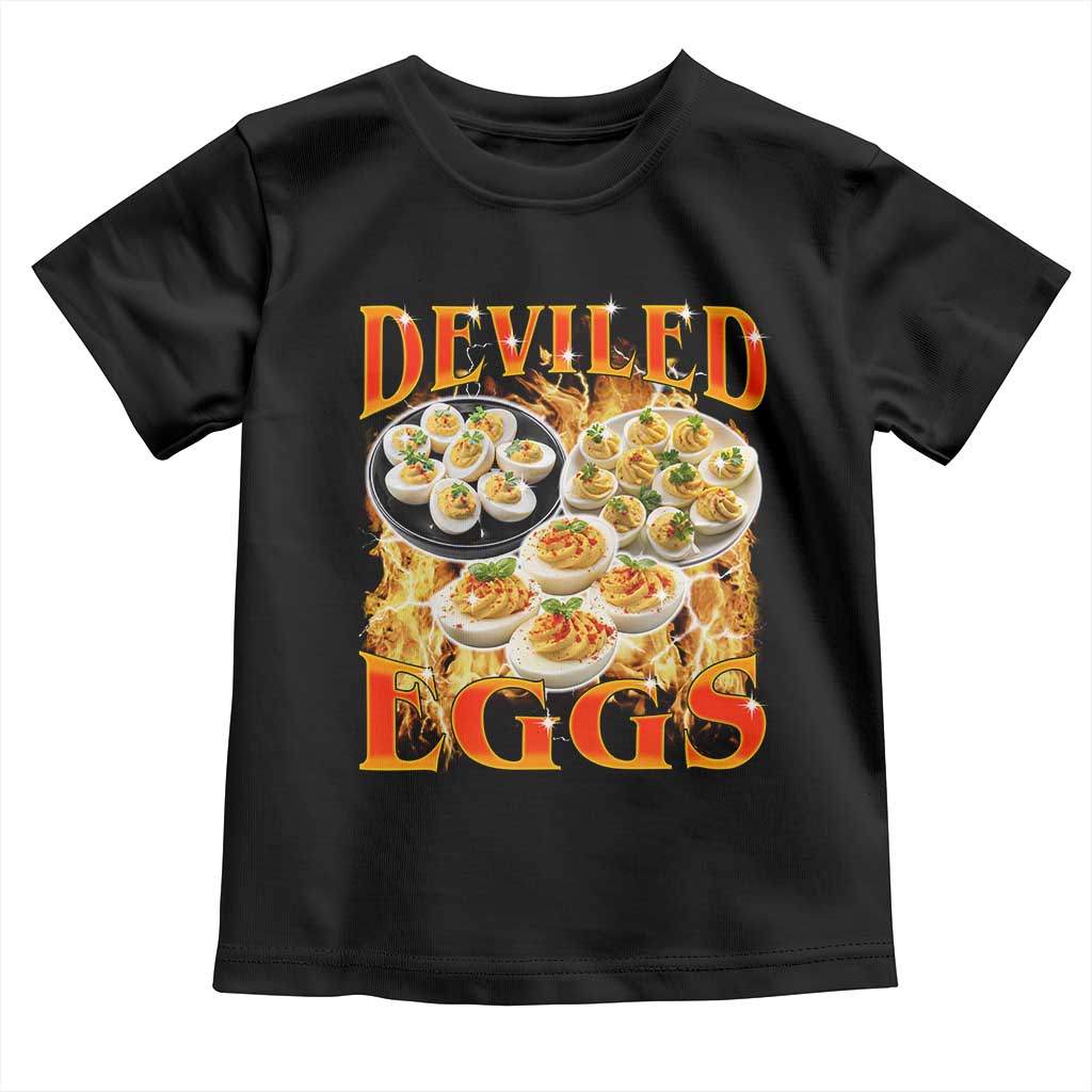 Deviled Eggs Toddler T Shirt Vintage 90s Thanksgiving Funny Foodie Bootleg Graphic