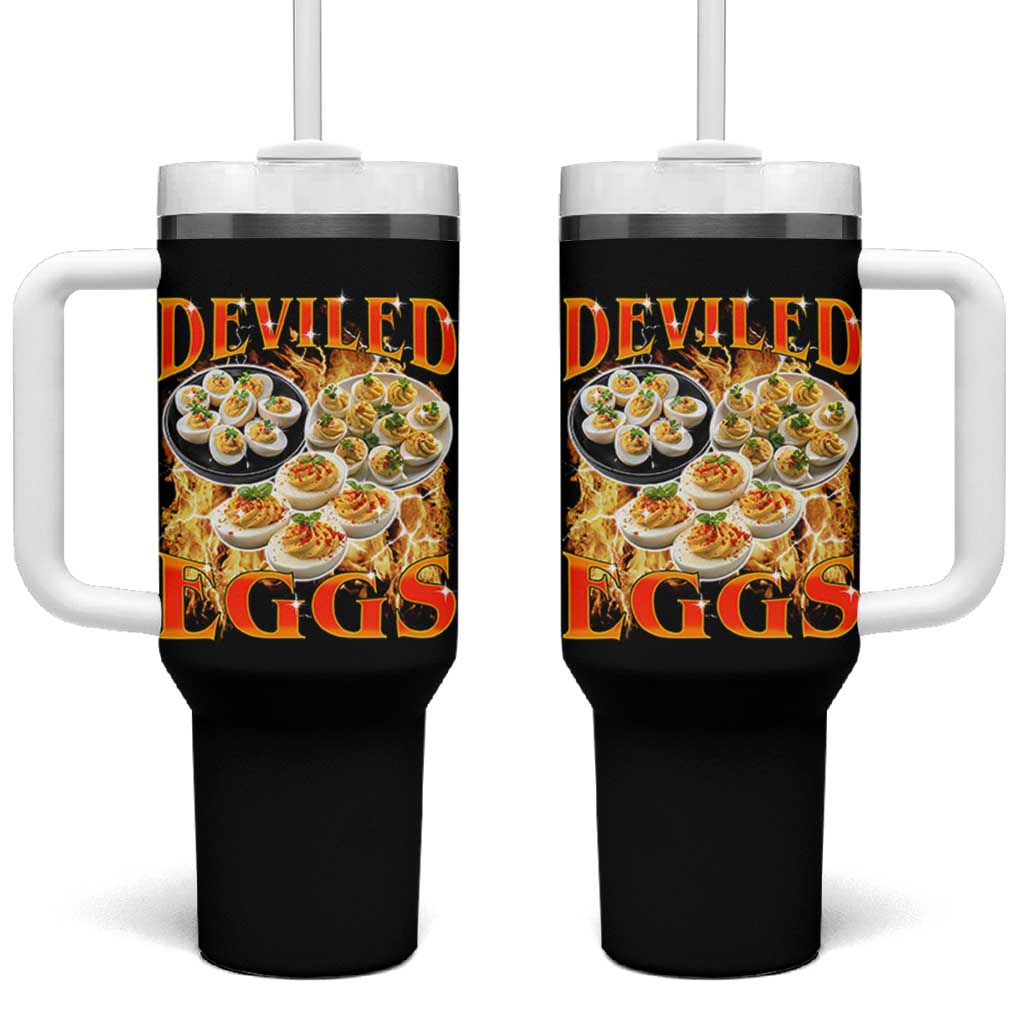 Deviled Eggs Tumbler With Handle Vintage 90s Thanksgiving Funny Foodie Bootleg Graphic