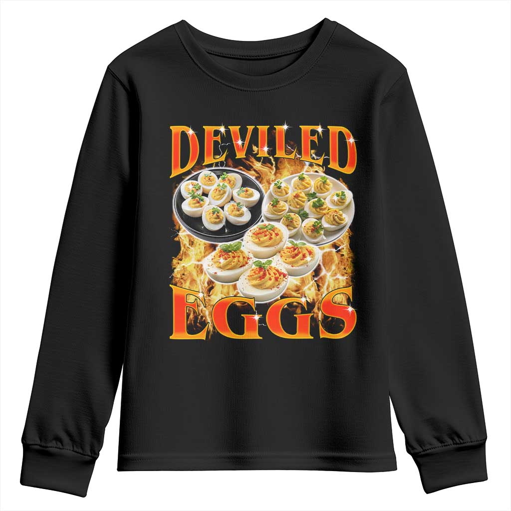 Deviled Eggs Youth Sweatshirt Vintage 90s Thanksgiving Funny Foodie Bootleg Graphic