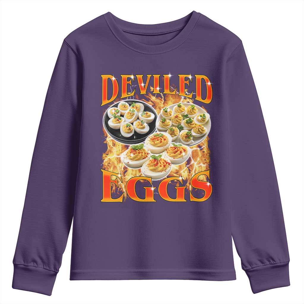 Deviled Eggs Youth Sweatshirt Vintage 90s Thanksgiving Funny Foodie Bootleg Graphic