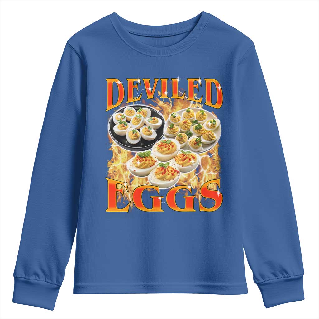 Deviled Eggs Youth Sweatshirt Vintage 90s Thanksgiving Funny Foodie Bootleg Graphic
