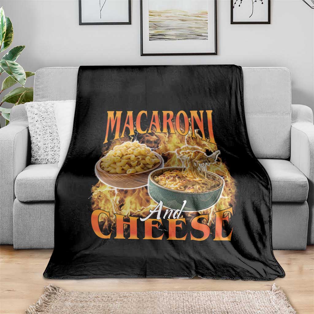 Macaroni And Cheese Meme Throw Blanket Vintage 90s Style Funny Foodie Bootleg Graphic