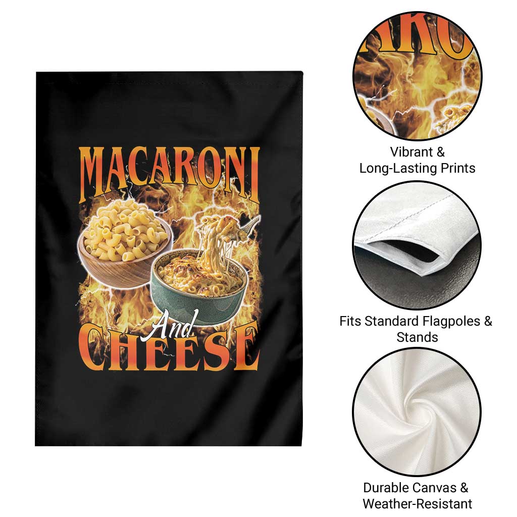 Macaroni And Cheese Meme Garden Flag Vintage 90s Style Funny Foodie Bootleg Graphic